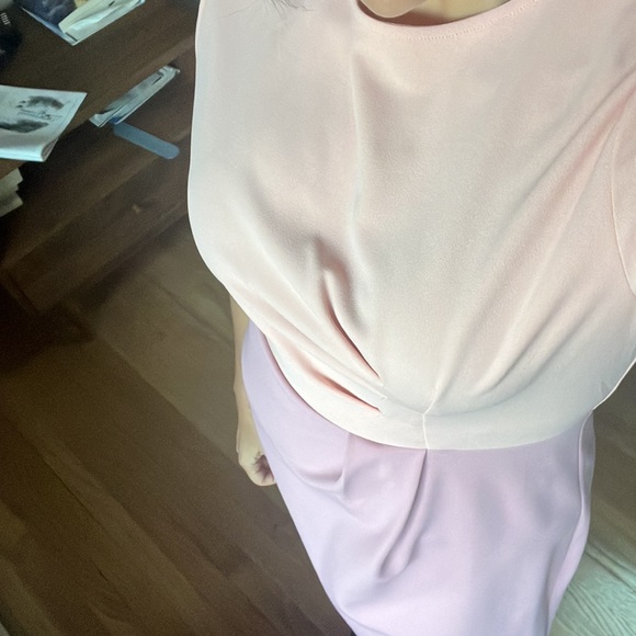 NWT Saturday Club dress-pink on pink color block with pleating details-US Large - Picture 5 of 12